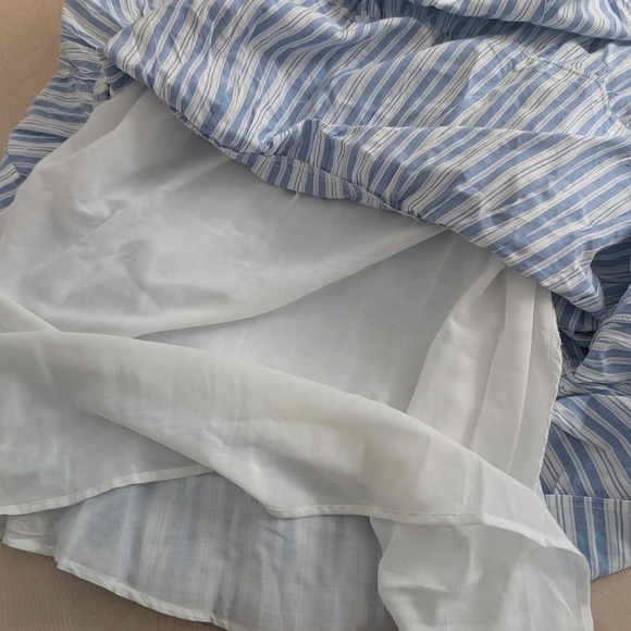 NWT! LUCKY BRAND Blue and White Ruched Midi Sundress - Picture 4 of 12